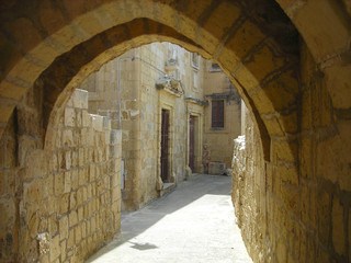 Typical architecture of Victoria, capital of the island of Gozo, which belongs to the Maltese archipelago.