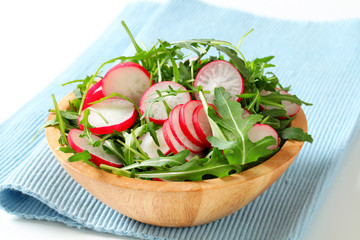 Salad greens with sliced radish