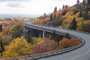 Linn Cove Viaduct on the Blue Ridge Parkway in NC during the Fall