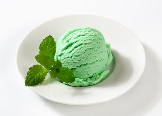 Scoop of green ice cream