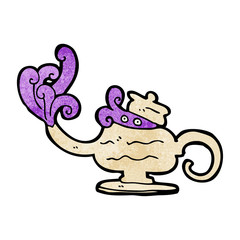 cartoon genie in bottle