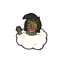 man with head in clouds cartoon