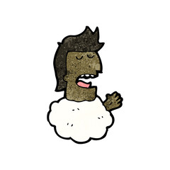 man with head in clouds cartoon