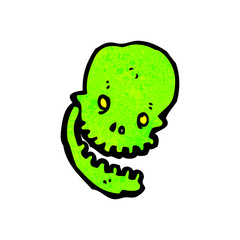 cartoon glowing green skull