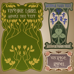 vector vintage items: label art nouveau