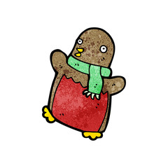 cartoon christmas robin in scarf