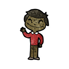 happy boy waving cartoon