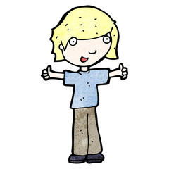 cartoon boy giving thumbs up symbol