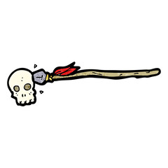 cartoon tribal spear with skull