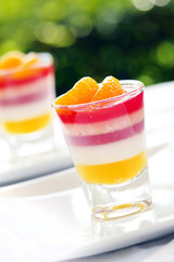 Colorful orange jelly - Fruit jelly in shot Glass