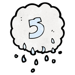 cartoon rain cloud with number five