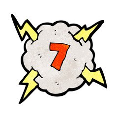 cartoon thunder cloud with number 7