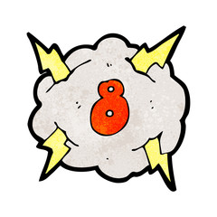 cartoon thunder cloud with number 8