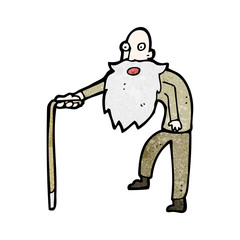 cartoon old man walking