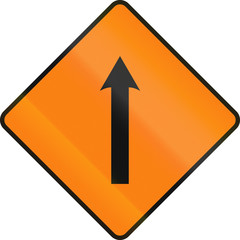 An Irish temporary road sign - Single lane area ahead