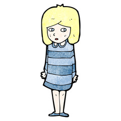cartoon worried blond girl