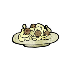 spaghetti and meat balls cartoon