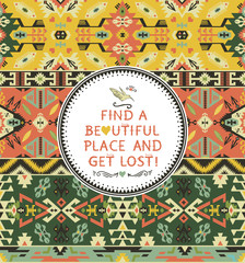 Aztec pattern with geometric elements 