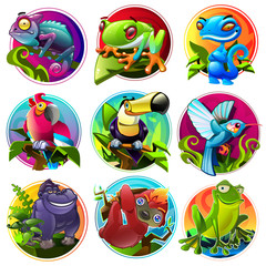 Cartoon tropical animals © recvision