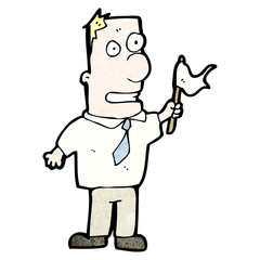 cartoon man waving white flag