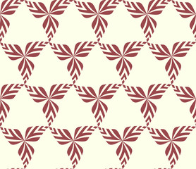 Graphic seamless background with marsala  leaves. Vector pattern.