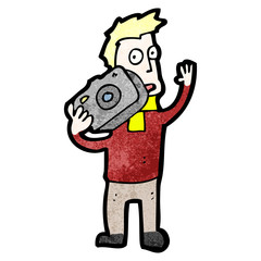 cartoon waving photographer
