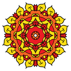 Bright yellow vector mandala