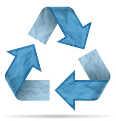recycle symbol from crumpled paper