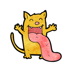 cartoon cat sticking out tongue