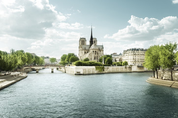 Fototapeta na wymiar Seine and Notre Dame de Paris, Paris, France