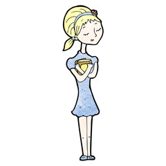 cartoon skinny girl with books