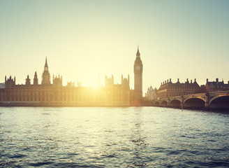 Fototapeta na wymiar Big Ben and Westminster at sunset, London, UK