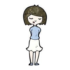cartoon shy woman