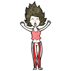 cartoon woman waking from nightmare