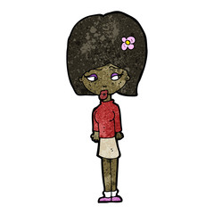 Obraz na płótnie Canvas cartoon woman with flower in hair