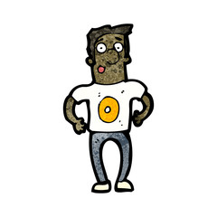 cartoon man in shirt with number zero