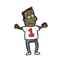 cartoon man in shirt with number one