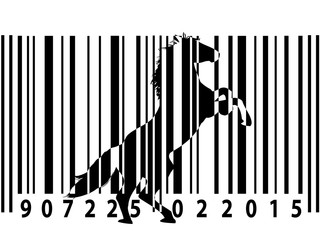 Animal rights barcode with horse silhouette