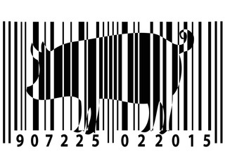 Animal rights barcode with pig silhouette