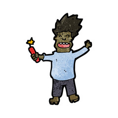 cartoon man with stick of dynamite