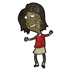 cartoon happy woman