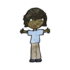 cartoon boy giving thumbs up symbol