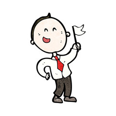 cartoon man waving white flag