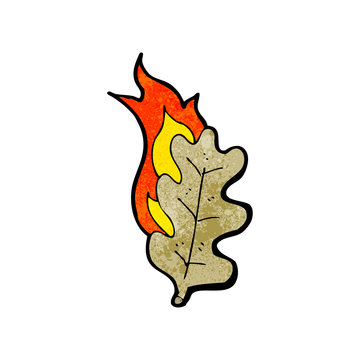 cartoon burning leaf
