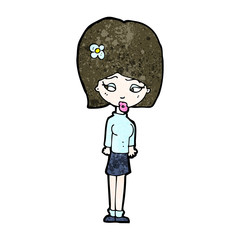cartoon woman with flower in hair