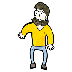 cartoon staring man with mustache