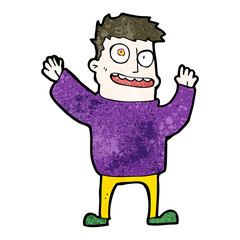 cartoon hallucinating man