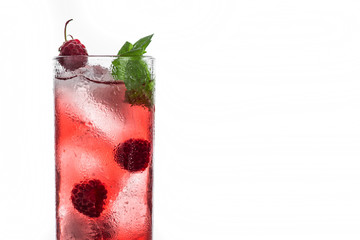 Red cocktail with raspberry