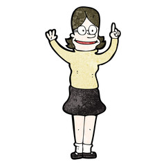 cartoon clever woman with idea