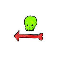 cartoon skull with arrow